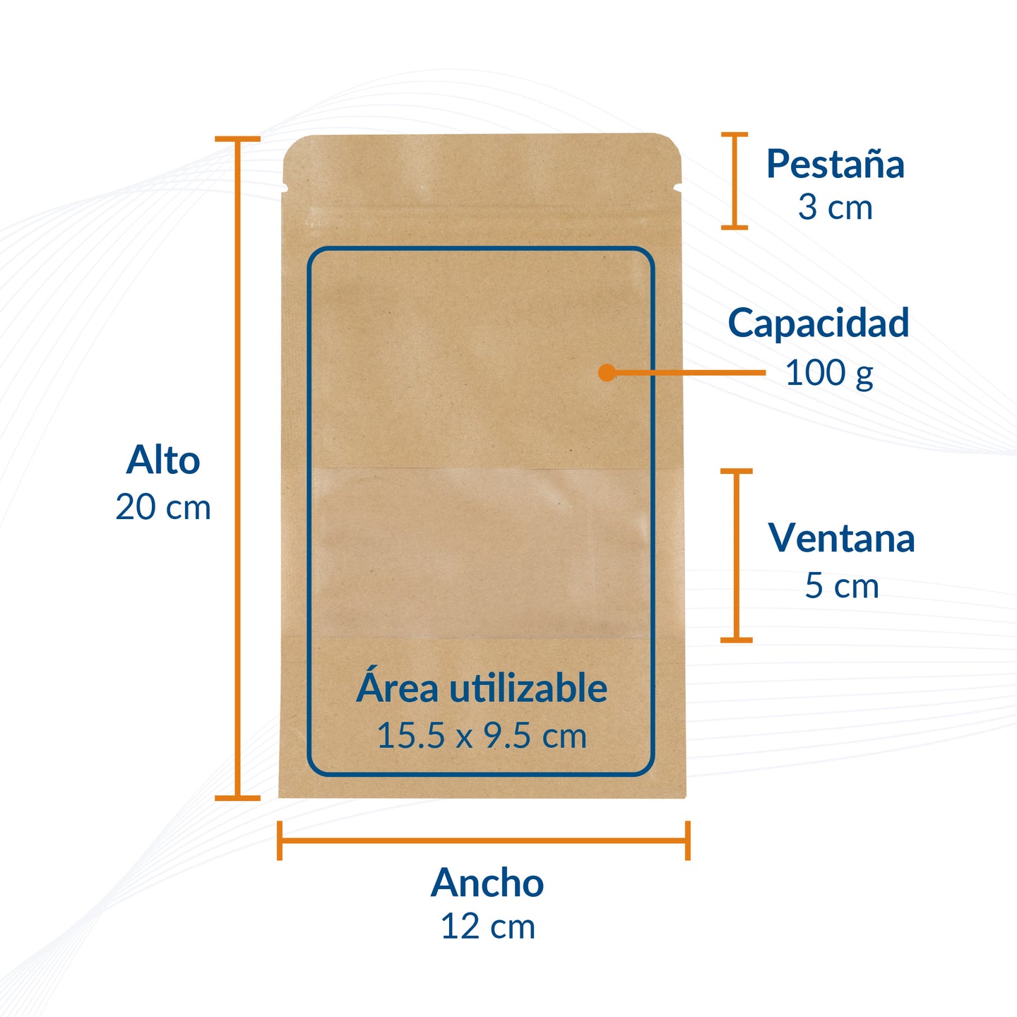 Bolsa Stand Up Pouch kraft con Zipper y Ventana